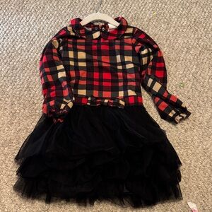 Deux par deux Plaid Dress with Black Tulle Skirt size 6